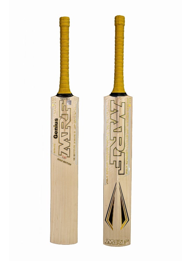 MRF Genius Gold Edition English Willow Cricket Bat - Size 6 - Image 1